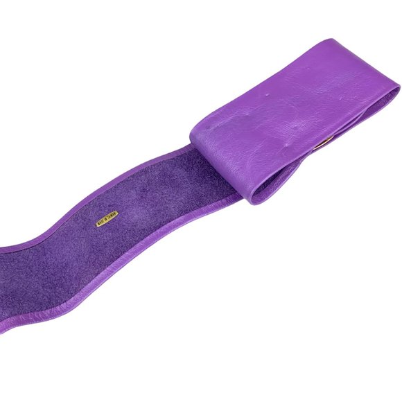 Vtg Laurel Burch Stallion Leather Purple Belt Horse Enamel Colorful Adjustable main image 2